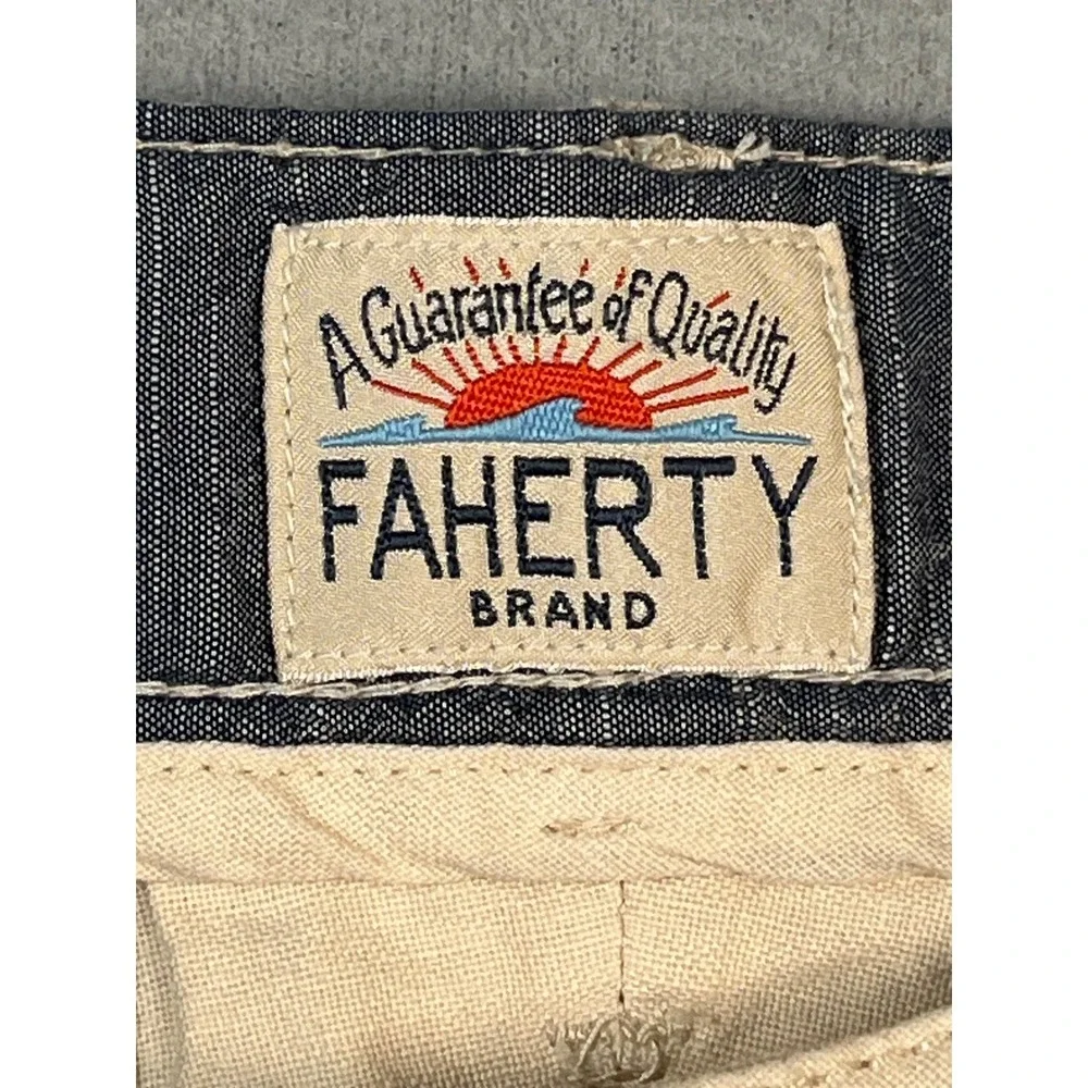 Faherty Brand Men's‎ Beige Linen Cotton Blend Chino Shorts Size 38